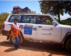Margaret shows handwashing messages on WV vehicles