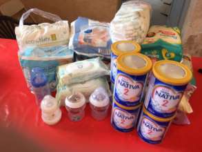 Baby items for new arrivals at Apanemo Camp