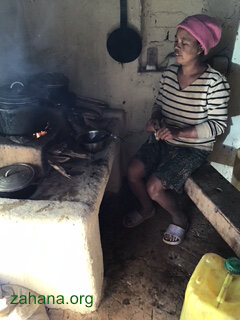 Juliet with their new kitchen in their house
