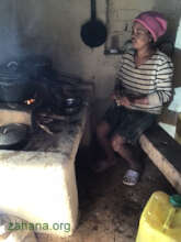 Juliet with their new kitchen in their house