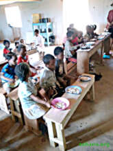Eating rice inside the classroom
