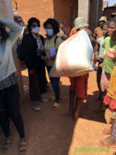 A bag of rice seeds on its way to be planted