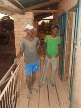 Donne and Dore at home studying for the exam