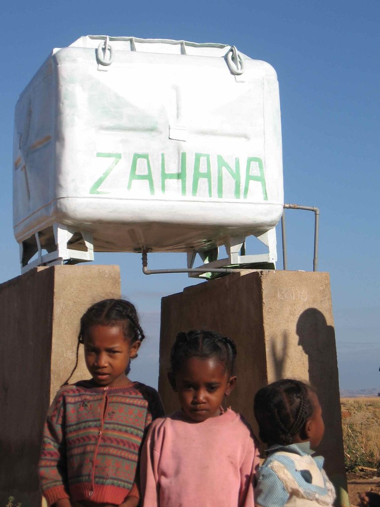 The communal water tank in the village