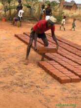 Marking the bricks for the rabbit house