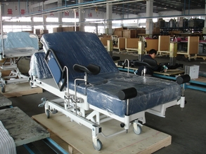 A childbirth delivery bed