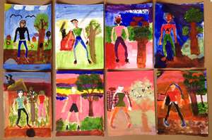Artwork from student art show at Ngam
