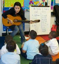 LTA Teaching Artist, Robin Cannon, with students.