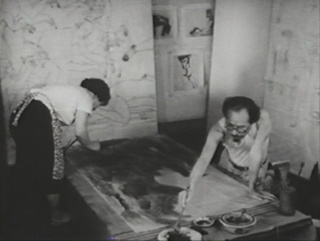 The Marukis painting the panels #1