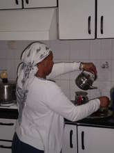 Michal's mother preparing traditional tea
