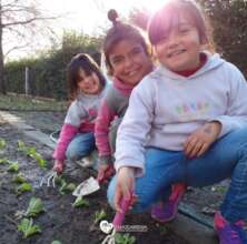 The children of the centre in the vegetable garden