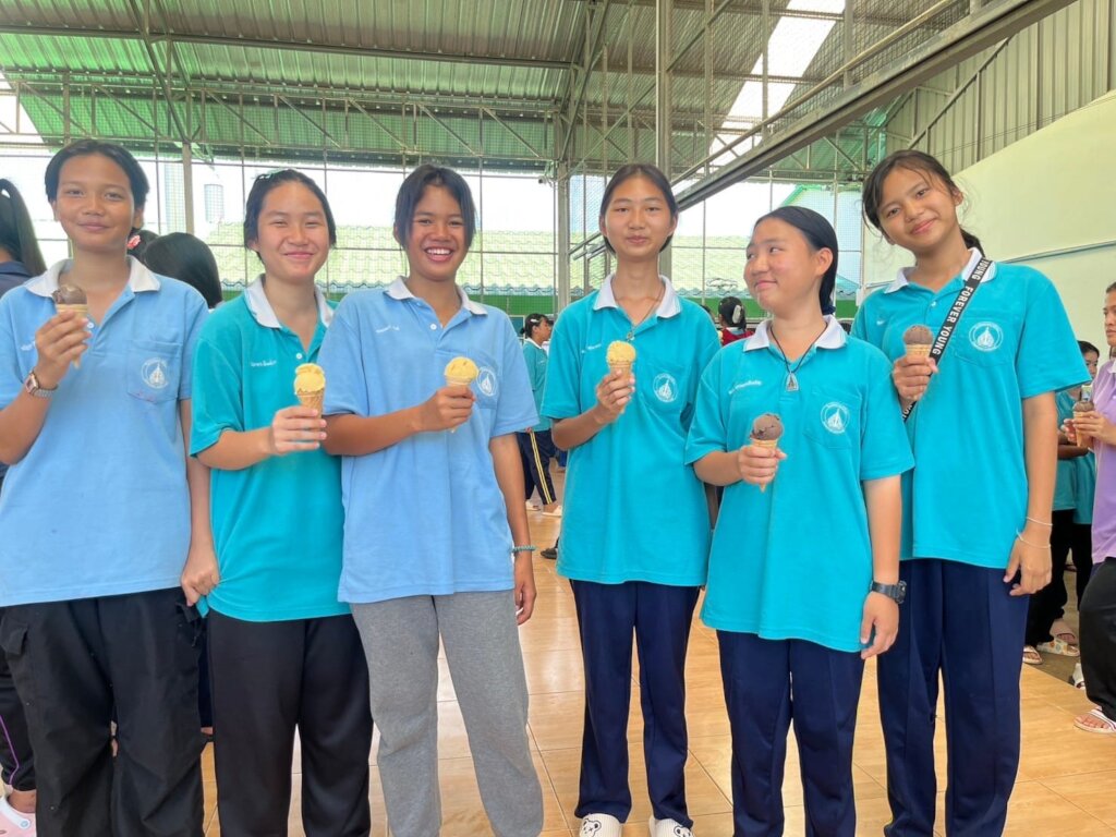 Enjoying together a special gift from a donor