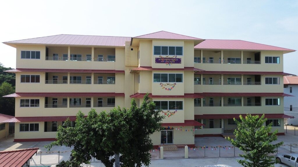 Occupying the new four-story multipurpose building
