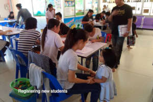 Parents and relatives register new students
