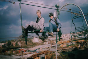 David and Haydi on tandem locomotive