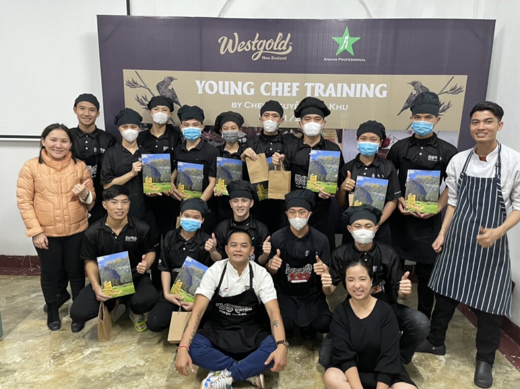 Trainees in training with Chef Khu