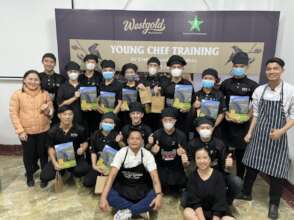 Trainees in training with Chef Khu
