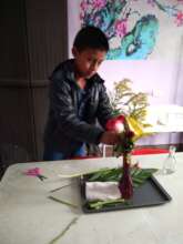 Student flower arranging