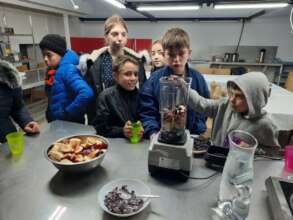 Making their own smoothies