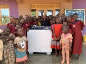 Girls with their new washing machine