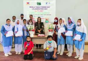 Winners of the table tennis tournament.