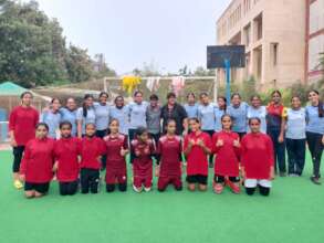 Football team's victory shot after an 8 goal win