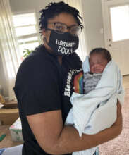 Lavondria at a birth during her training