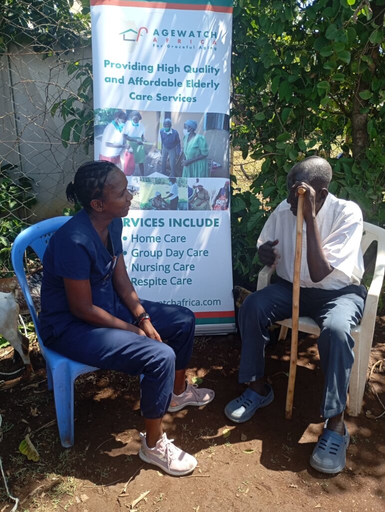 Caregiver engagement with elders at a market place
