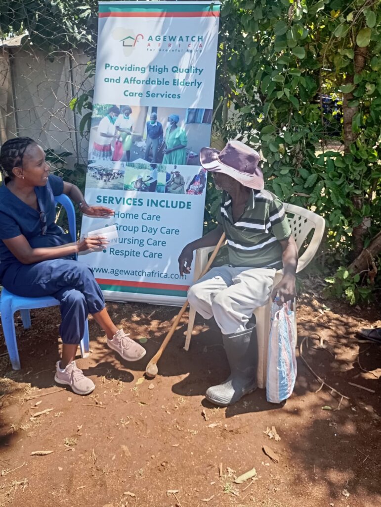 Caregiver engagement with elders at a market place