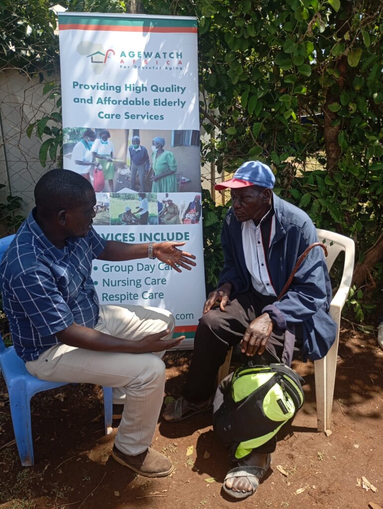 Caregiver engagement with elders at a market place