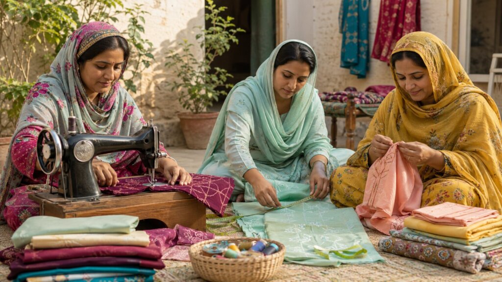 women developing tailoring and stitching skills
