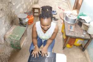 Elimu Cisco students pursues her course at home.