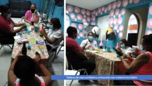 Crafts and crafts workshops with recyclable mat.