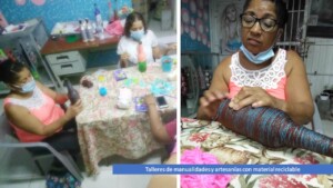 Crafts and crafts workshops with recyclable mat.