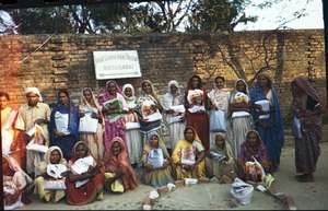 Beneficiaries after weekly distribution of food