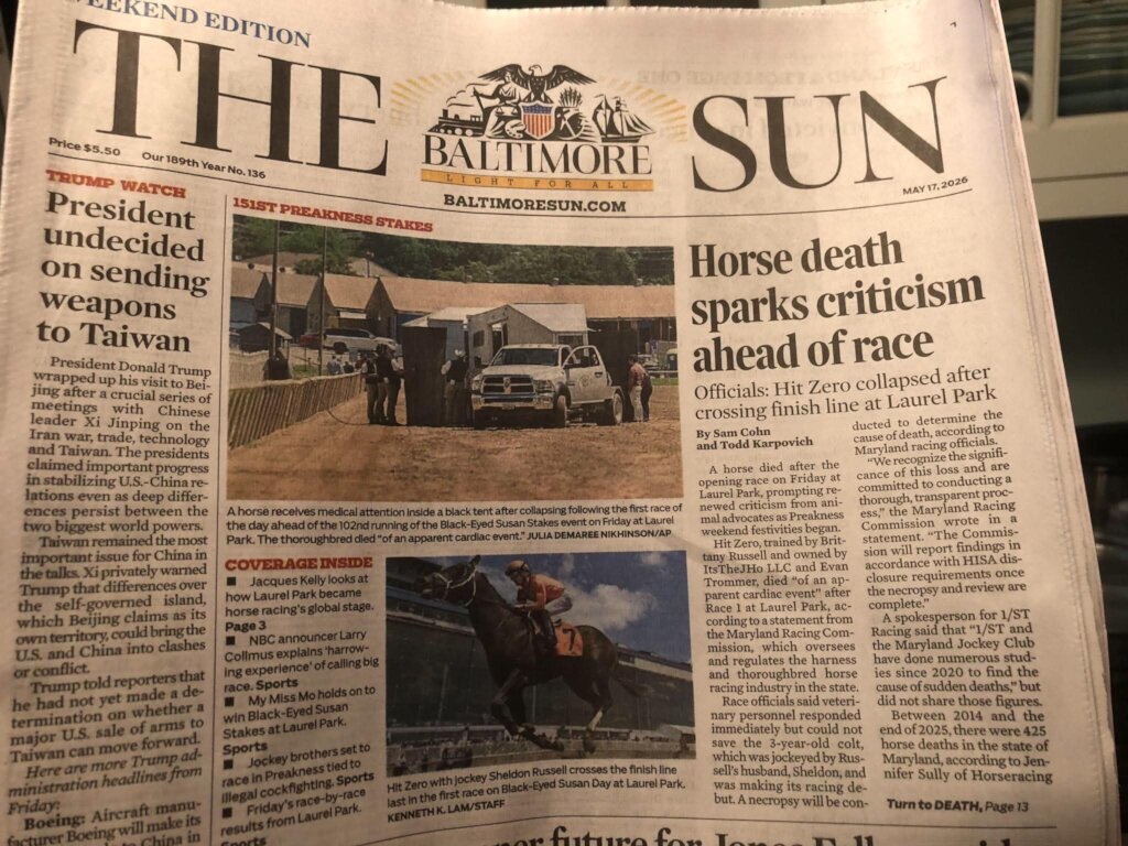 The Baltimore Sun, Front Page