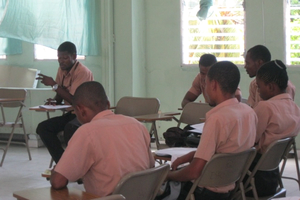 Jean addressing the class