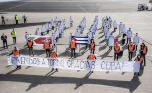 Doctors and nurses arriving at Caselle airport