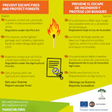 Ya'axche's fire poster in English and Spanish