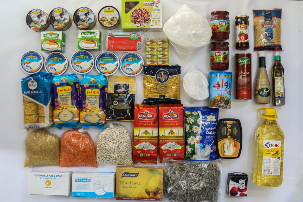 Contents of this year's box-food & a box of masks