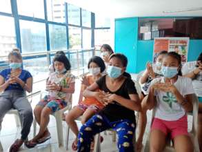 Girls take part in an online mentorship session