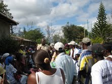 Lambi Fund earthquake recovery meeting with locals