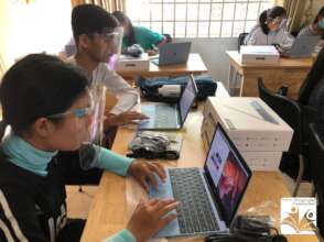 Learning Center students using computers