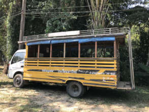 School truck waiting to be repaired