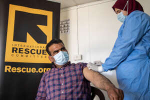 An IRC client gets vaccinated in Za'atari Camp