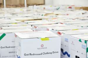 Boxes ready to be delivered to local charities