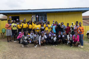 Girls receiving their monthly sanitary towels