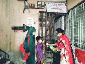 Entering local shelter in South Asia