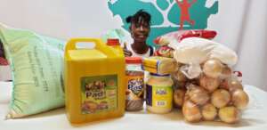 Joy with the food support she received