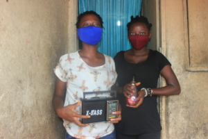 Elizabeth & Lucy are thankful for masks and soap